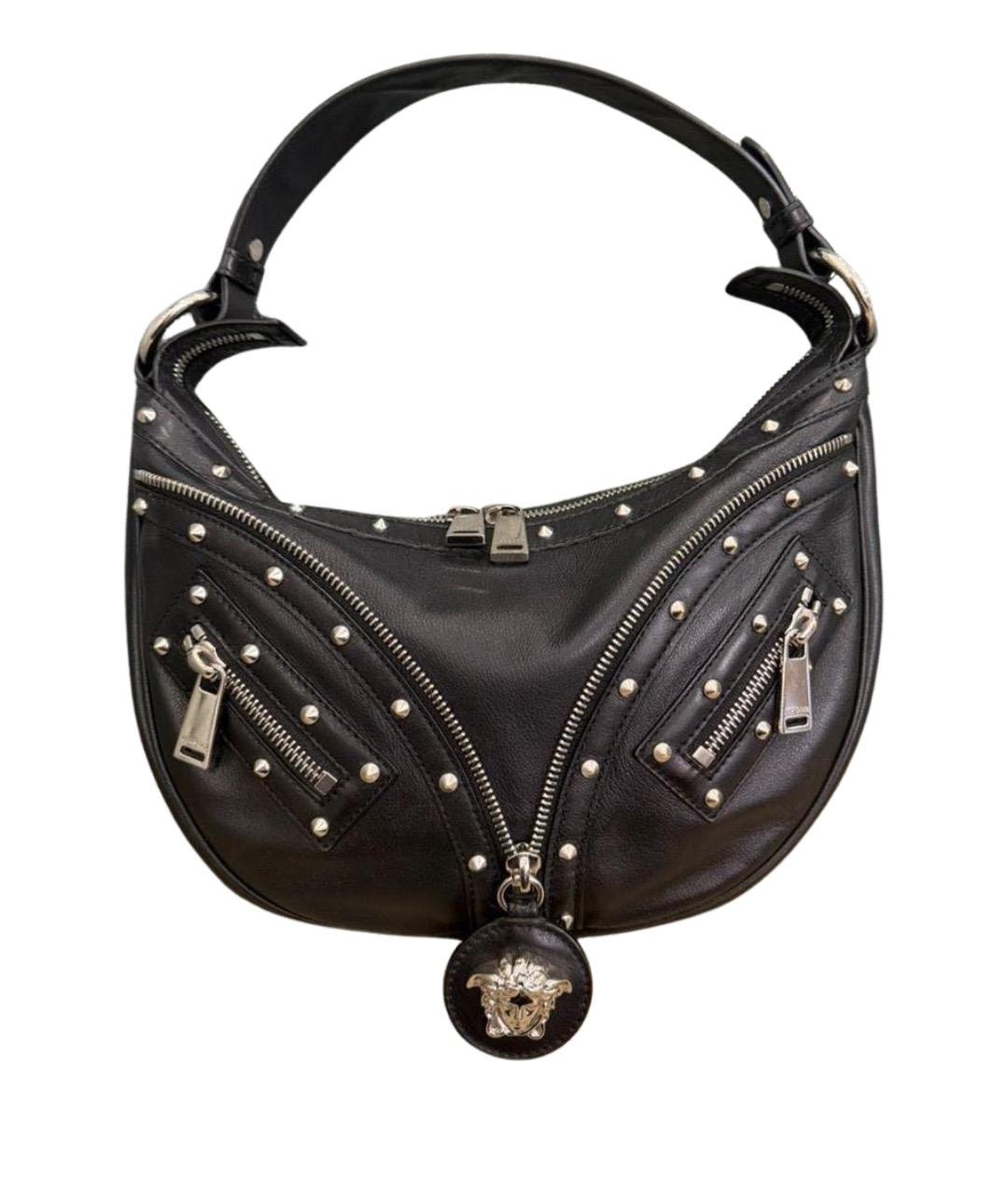 VERSACE Черная кожаная сумка с короткими ручками, фото 1