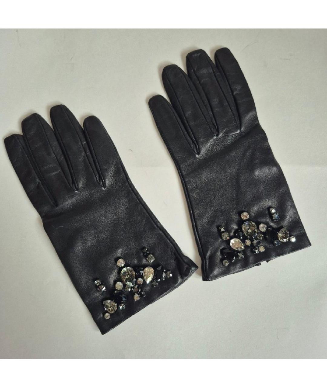 PRADA Черные кожаные перчатки, фото 5