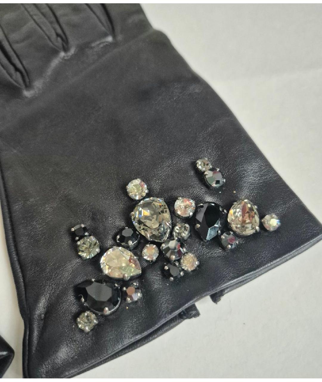 PRADA Черные кожаные перчатки, фото 3