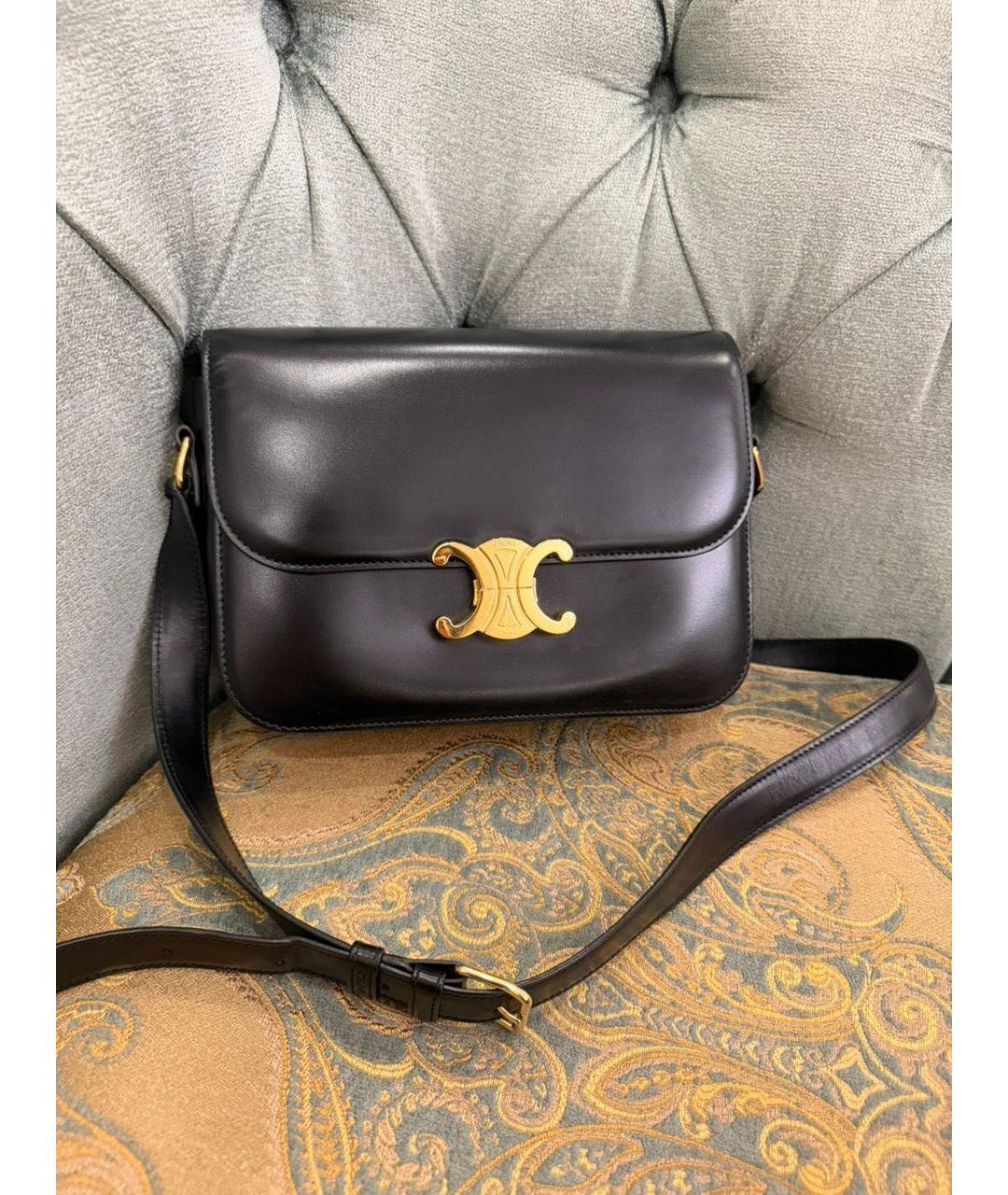 CELINE Черная кожаная сумка через плечо, фото 2