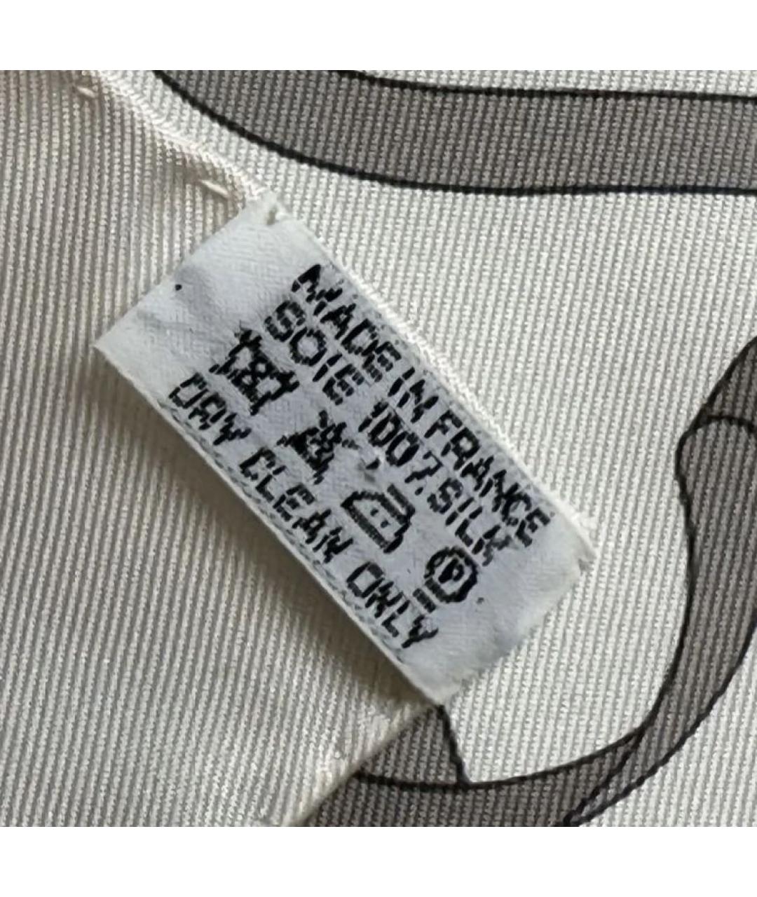 HERMES Белый шелковый платок, фото 3