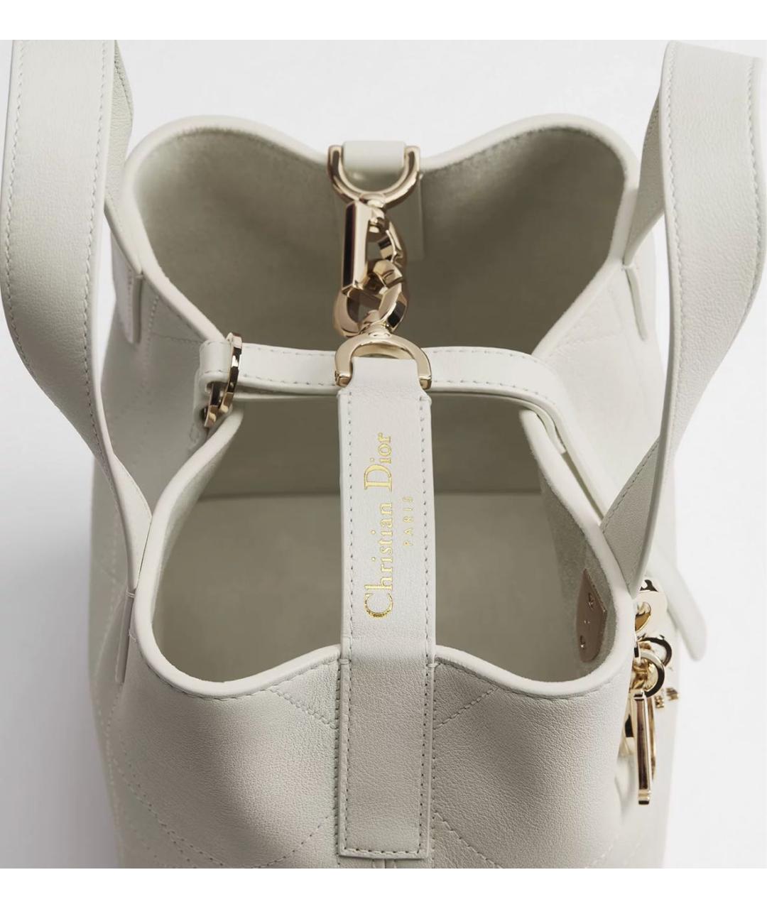 CHRISTIAN DIOR Белая кожаная сумка через плечо, фото 3