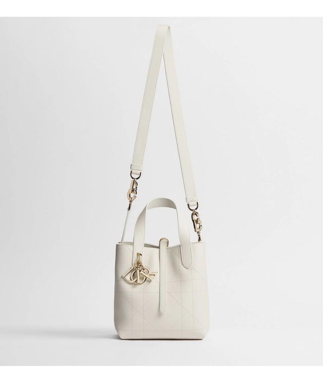 CHRISTIAN DIOR Белая кожаная сумка через плечо, фото 4