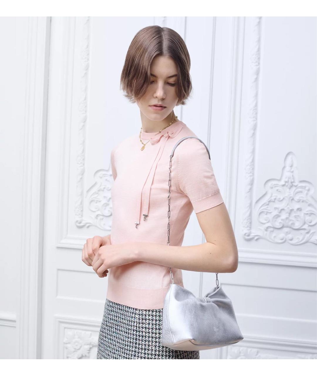 CHRISTIAN DIOR Серебряная кожаная сумка через плечо, фото 2