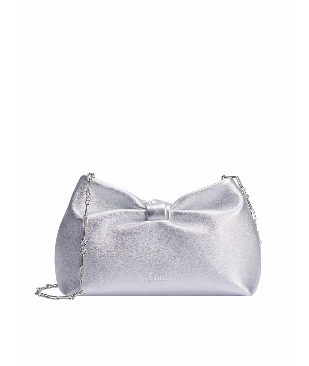 CHRISTIAN DIOR Серебряная кожаная сумка через плечо, фото 1