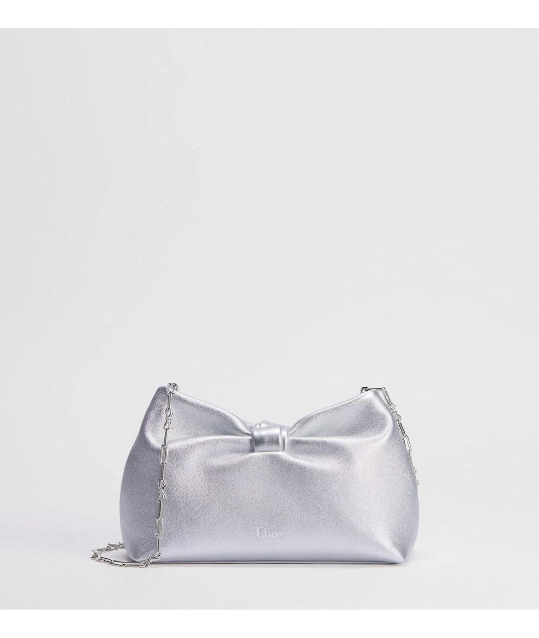 CHRISTIAN DIOR Серебряная кожаная сумка через плечо, фото 5