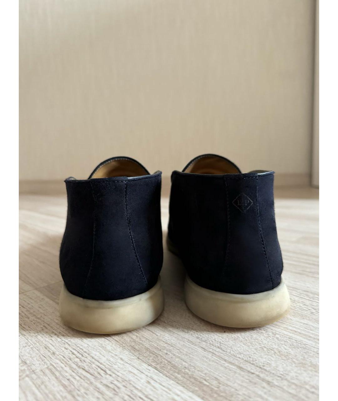 LORO PIANA Темно-синие замшевые лоферы, фото 4