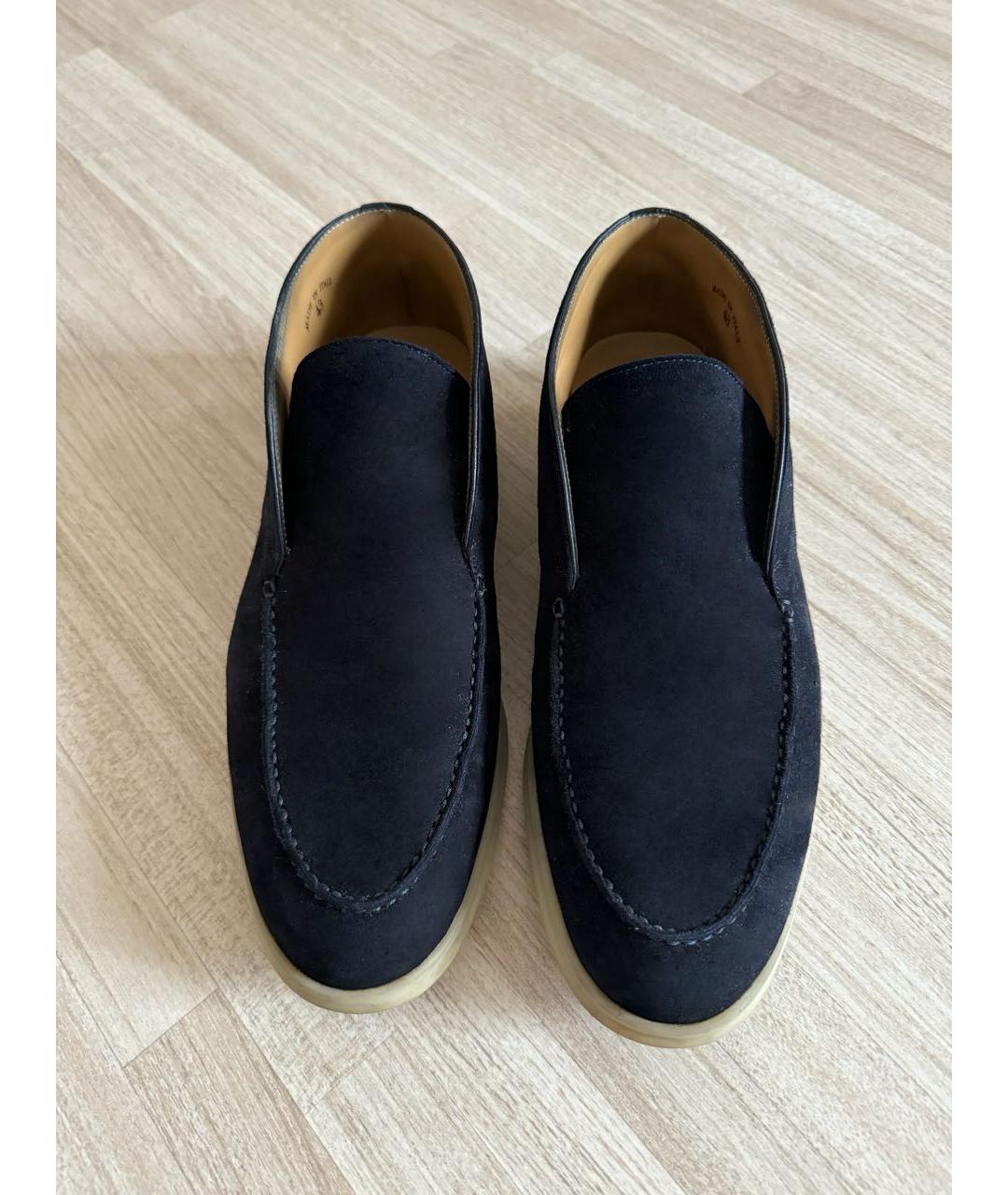 LORO PIANA Темно-синие замшевые лоферы, фото 3