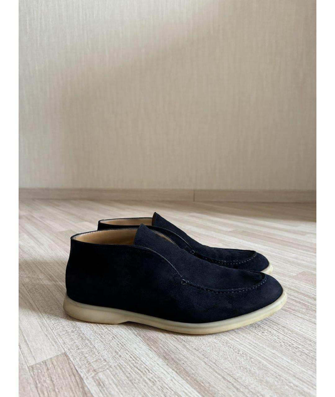 LORO PIANA Темно-синие замшевые лоферы, фото 5