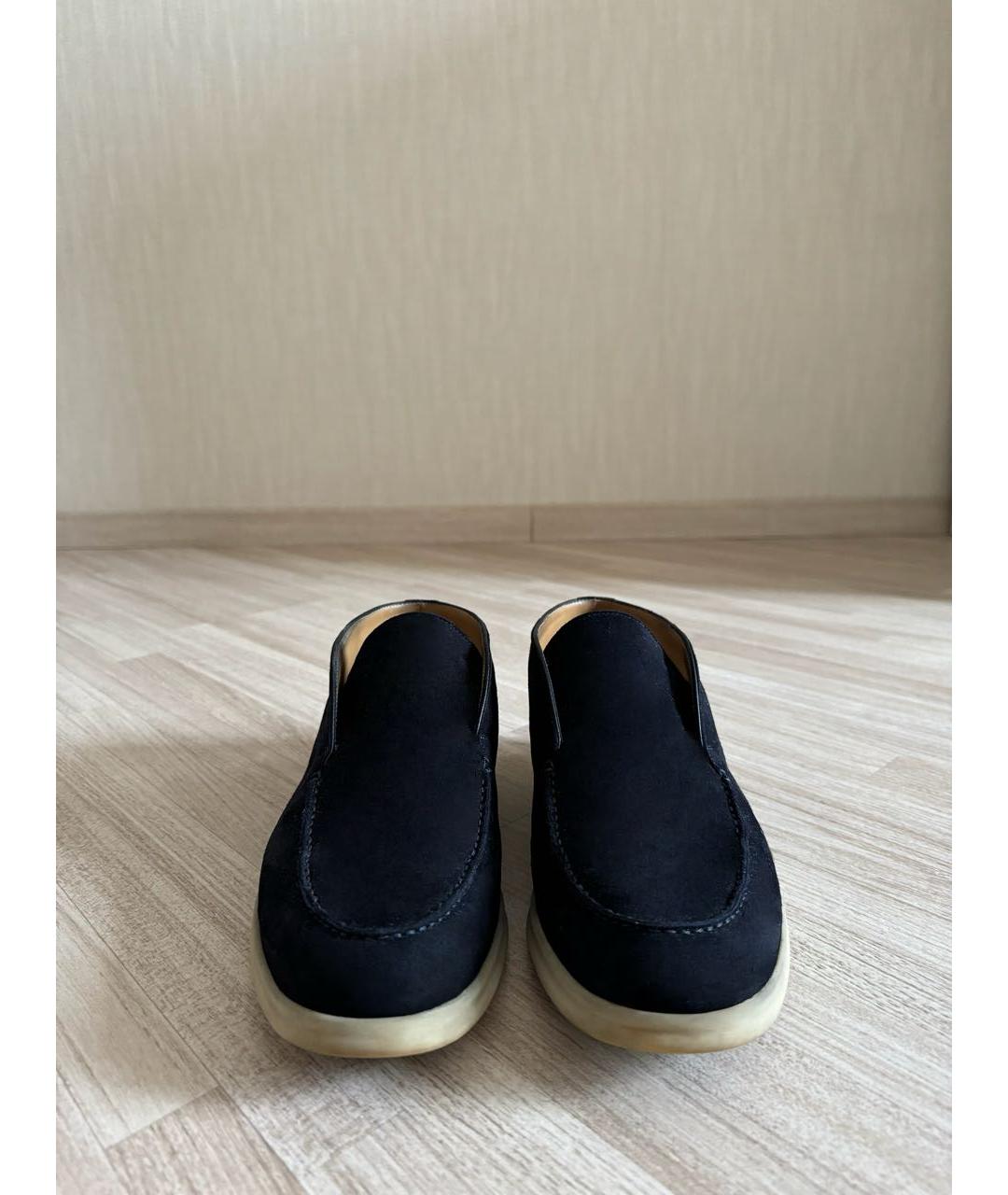 LORO PIANA Темно-синие замшевые лоферы, фото 2