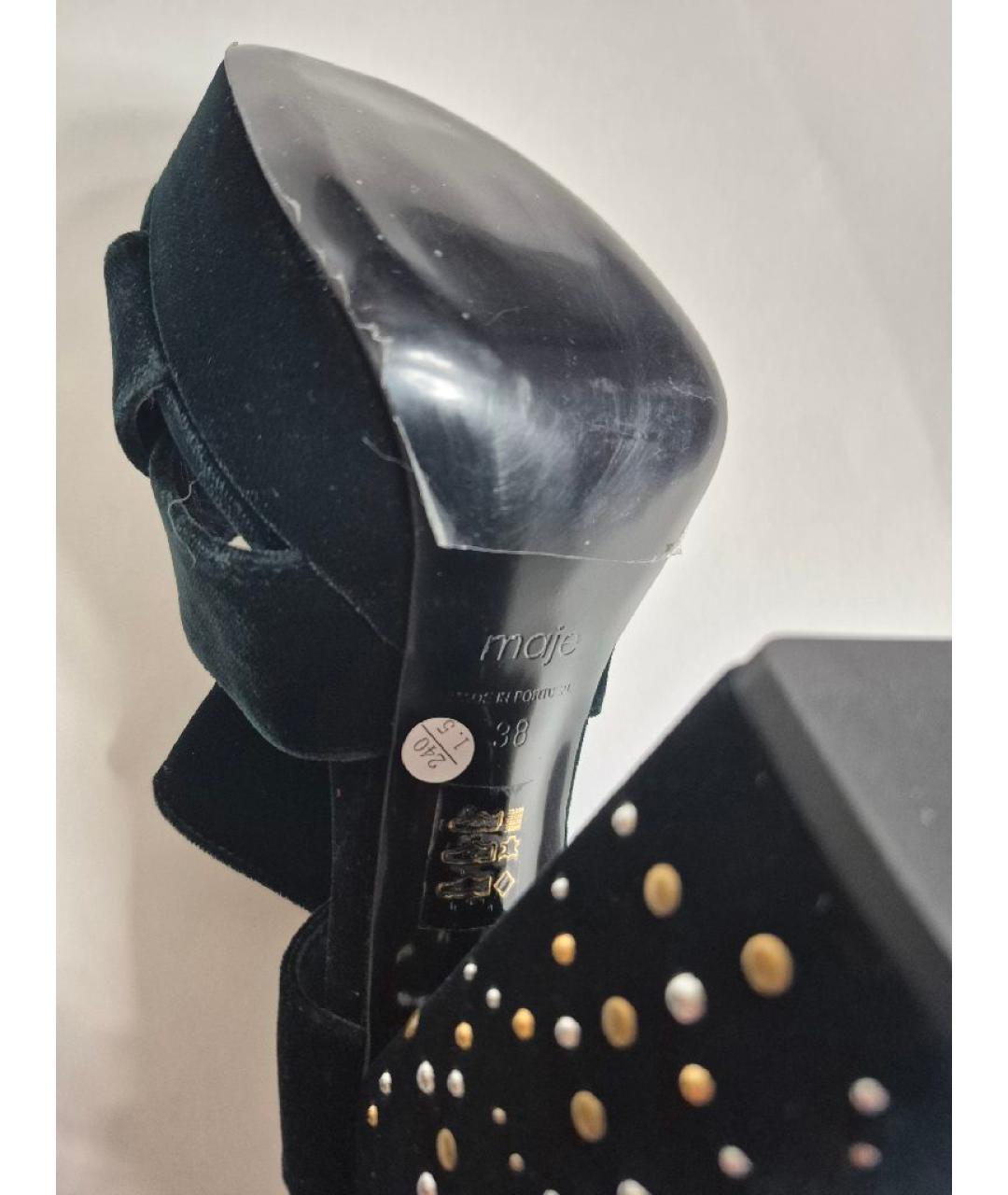 MAJE Зеленые бархатные босоножки, фото 6