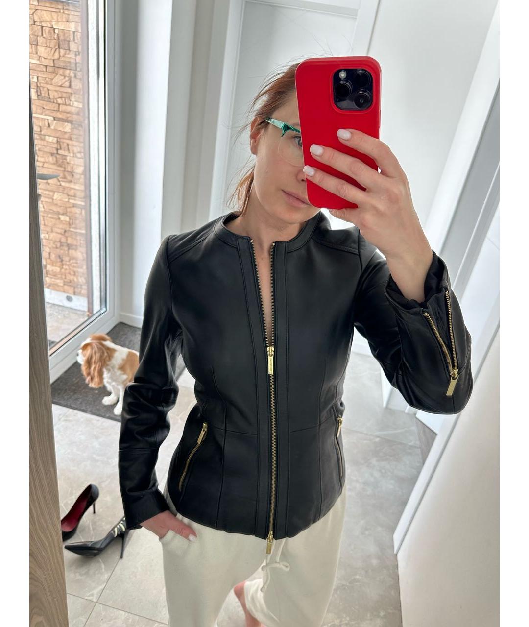 MICHAEL KORS Черная кожаная куртка, фото 6