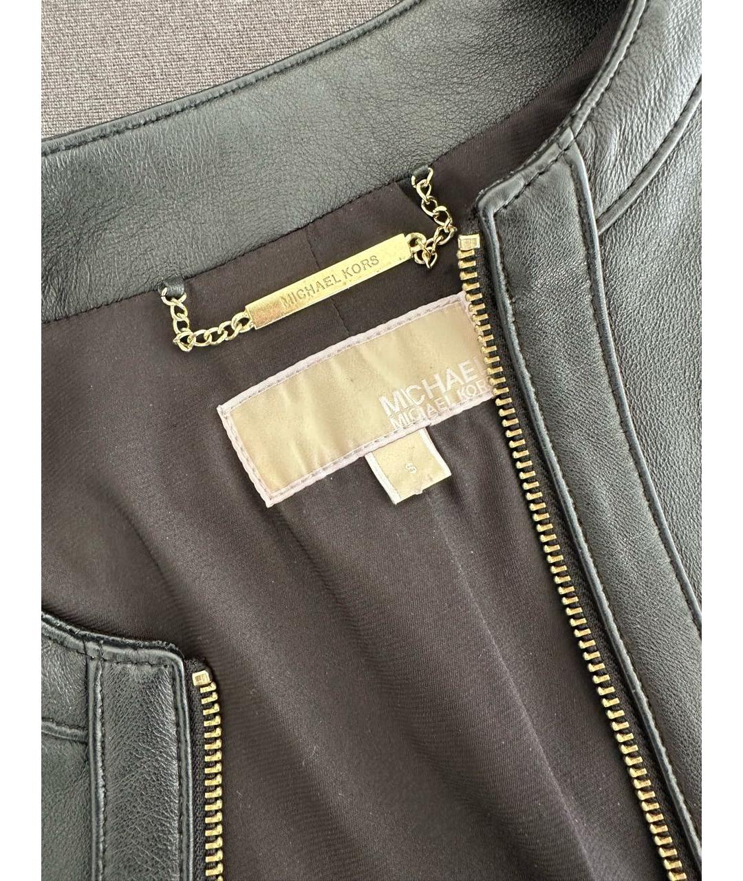 MICHAEL KORS Черная кожаная куртка, фото 3