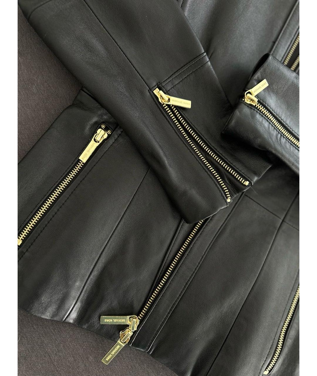 MICHAEL KORS Черная кожаная куртка, фото 4