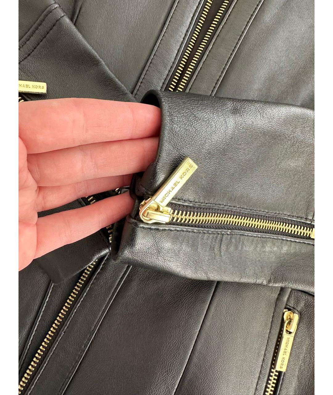 MICHAEL KORS Черная кожаная куртка, фото 5