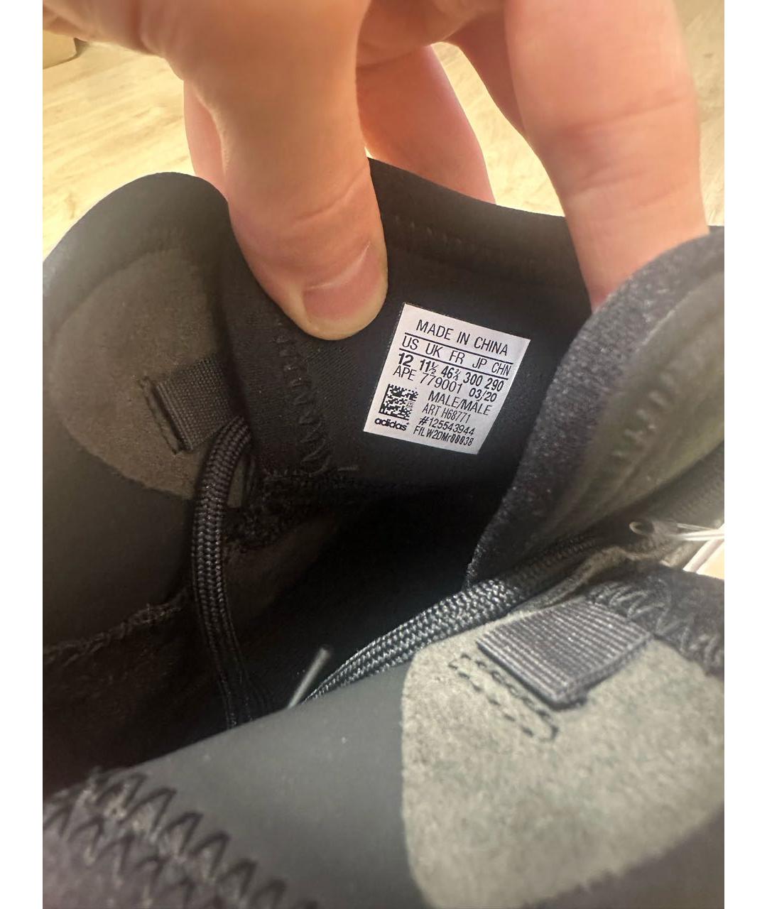 ADIDAS YEEZY Антрацитовые текстильные высокие кроссовки / кеды, фото 6