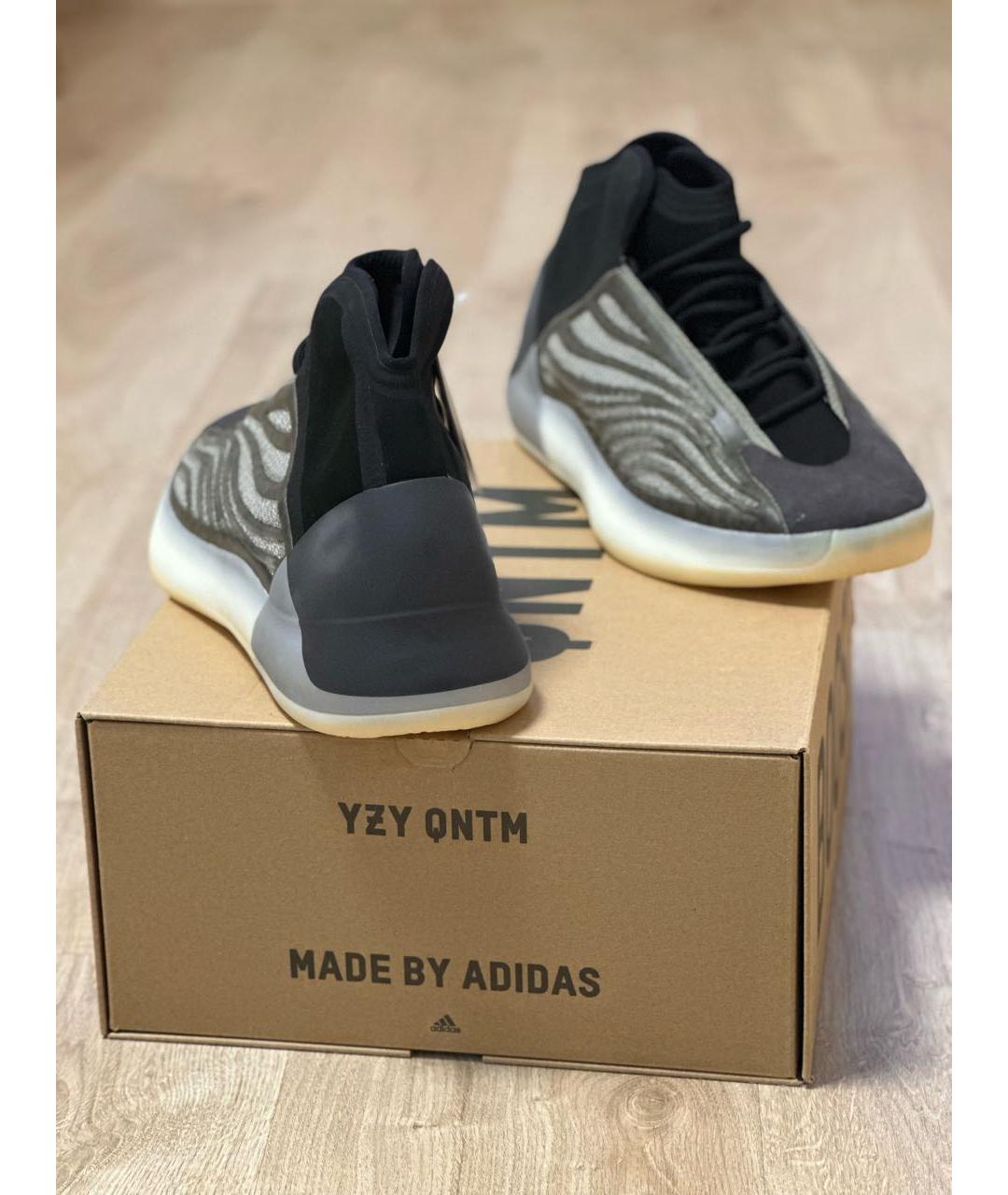 ADIDAS YEEZY Антрацитовые текстильные высокие кроссовки / кеды, фото 4