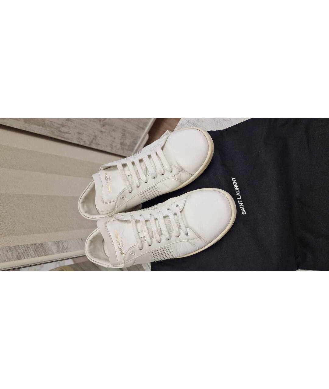SAINT LAURENT Белые кожаные кроссовки, фото 2