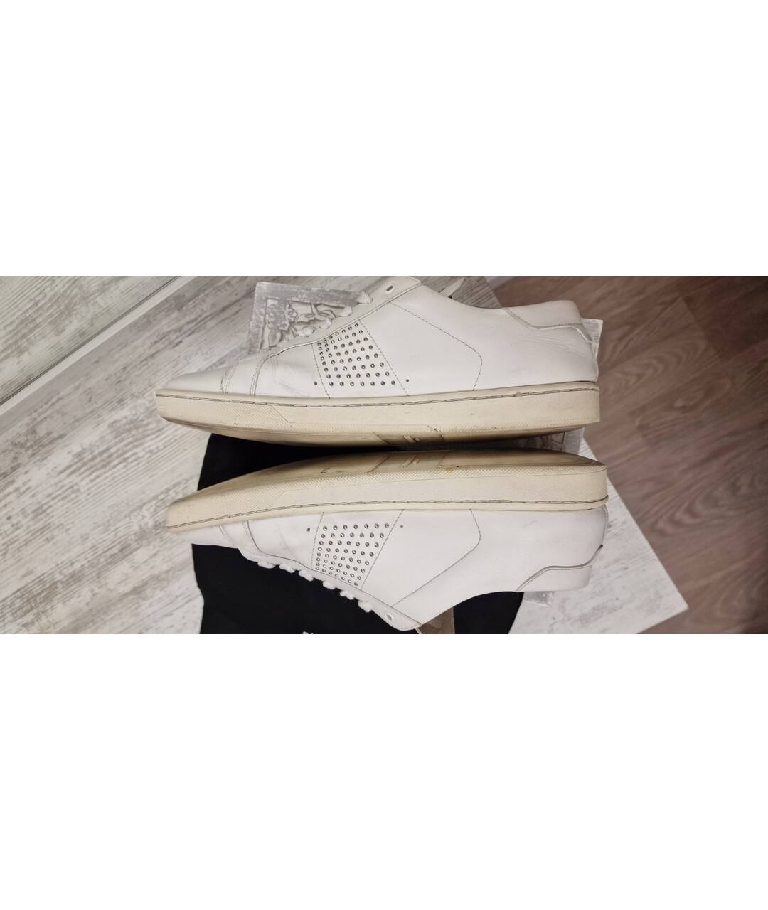 SAINT LAURENT Белые кожаные кроссовки, фото 7