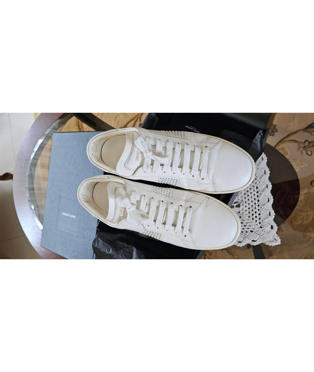 SAINT LAURENT Белые кожаные кроссовки, фото 5