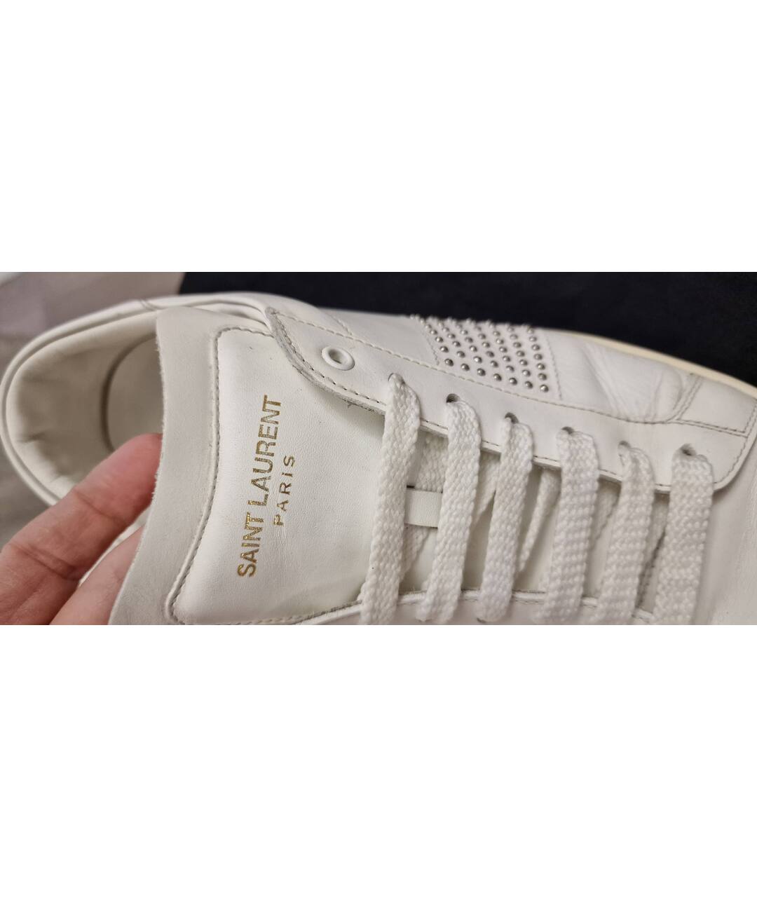 SAINT LAURENT Белые кожаные кроссовки, фото 9