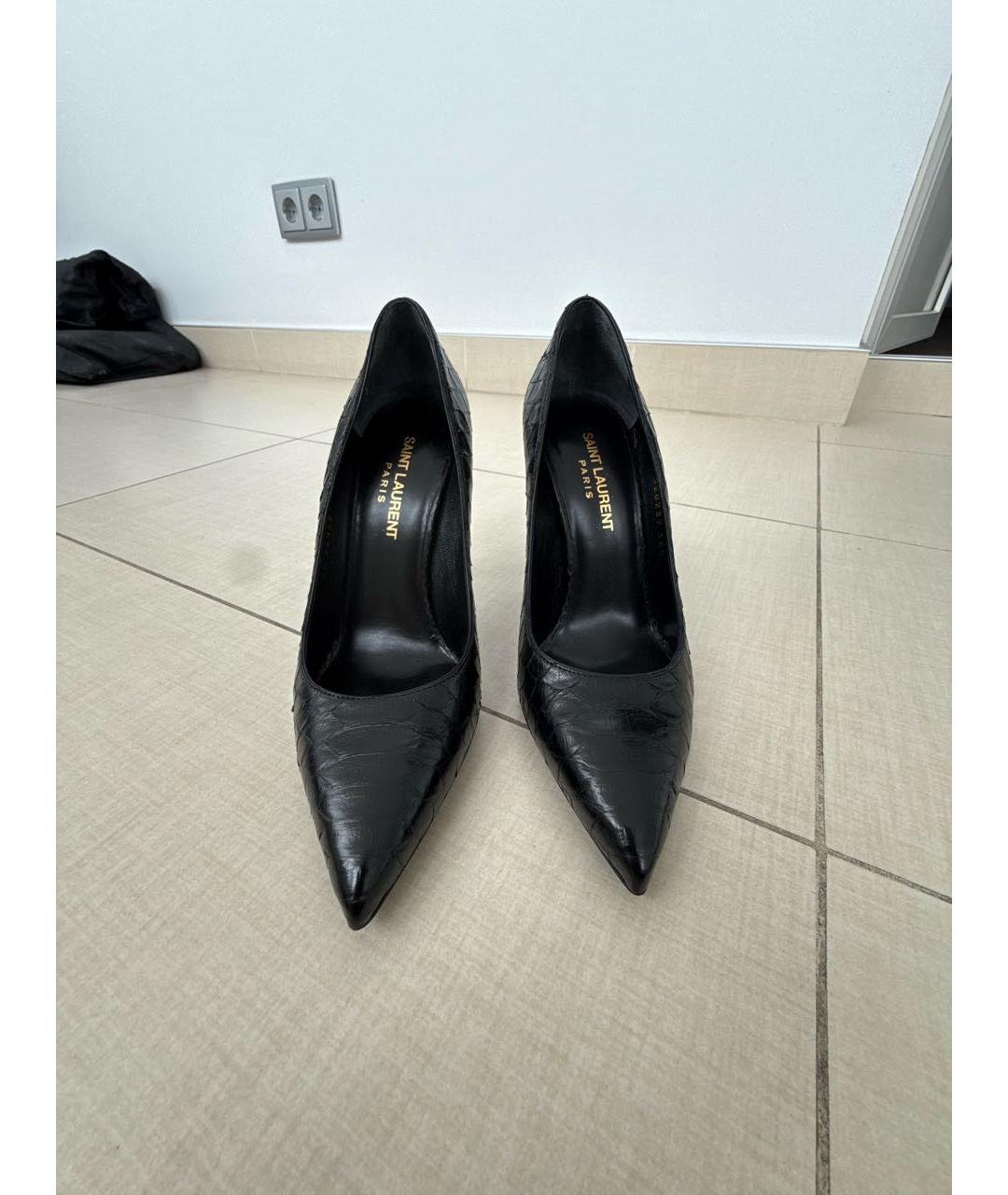 SAINT LAURENT Черные кожаные туфли, фото 2