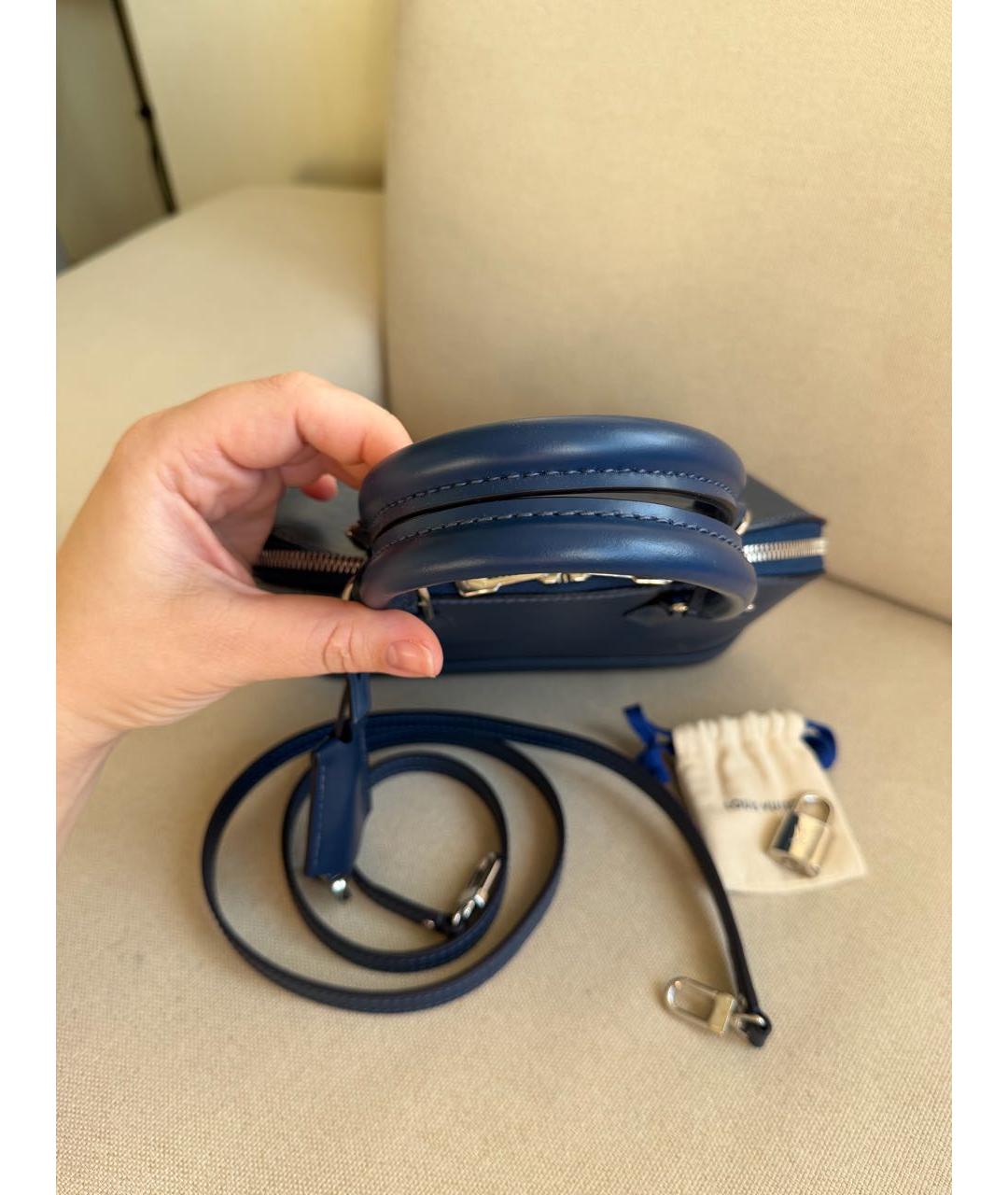 LOUIS VUITTON Темно-синяя кожаная сумка с короткими ручками, фото 4