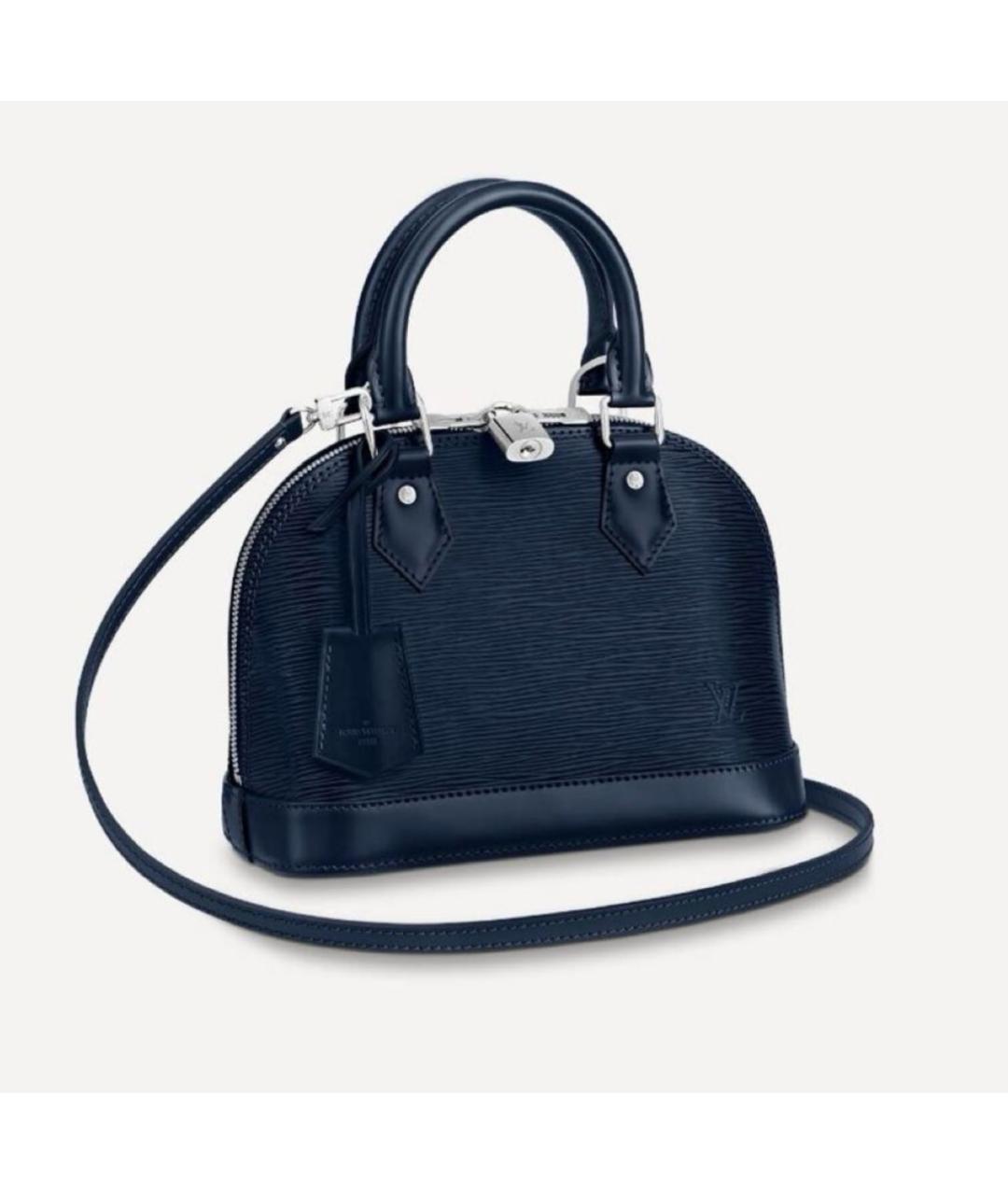 LOUIS VUITTON Темно-синяя кожаная сумка с короткими ручками, фото 9