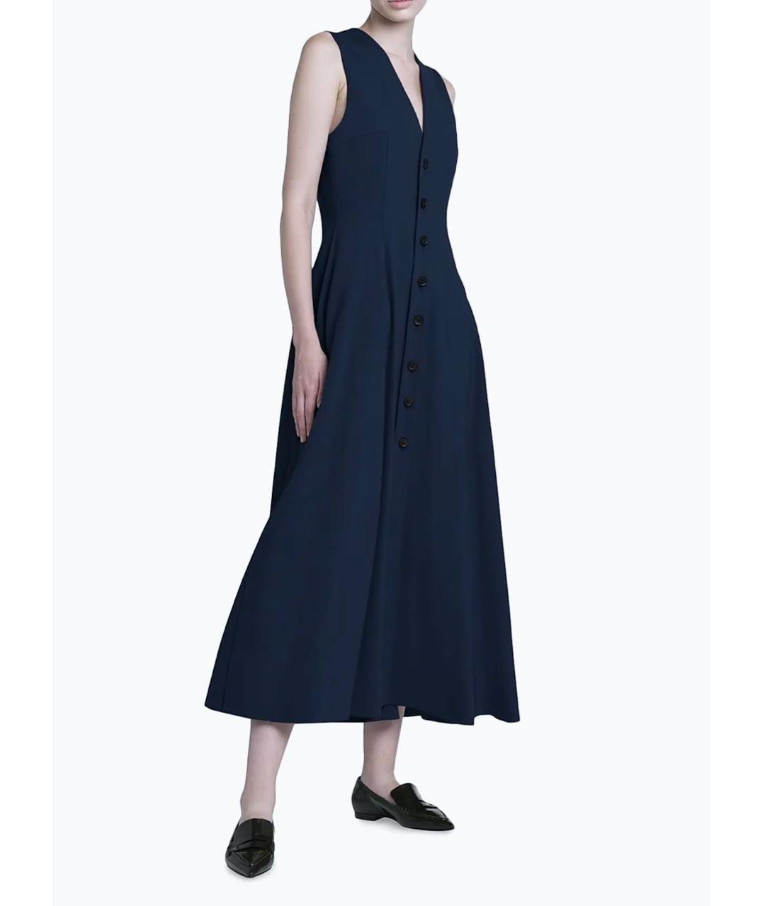 PHILOSOPHY DI LORENZO SERAFINI Темно-синее шерстяное повседневное платье, фото 6