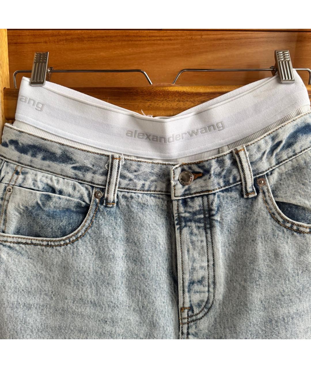 ALEXANDER WANG Голубые хлопковые прямые джинсы, фото 4