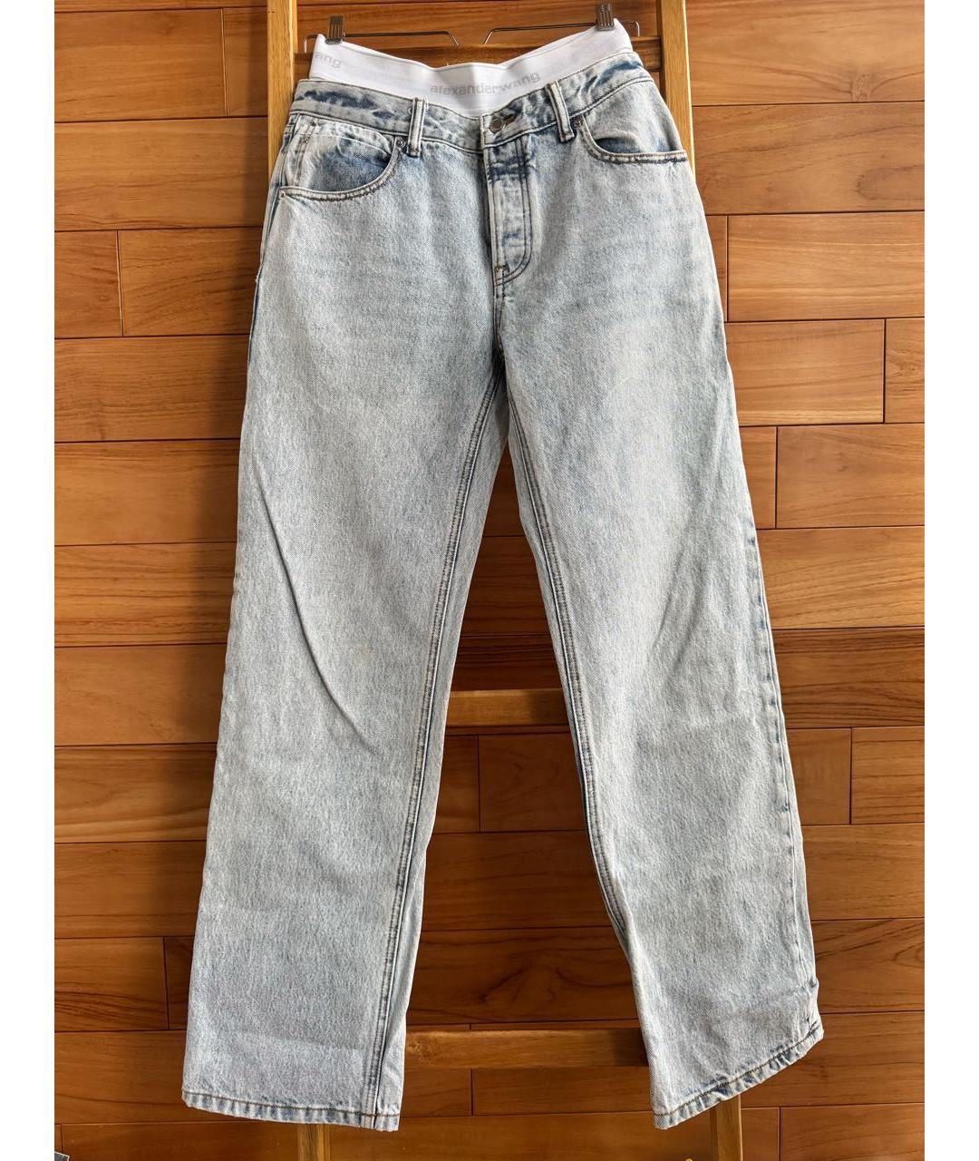 ALEXANDER WANG Голубые хлопковые прямые джинсы, фото 9