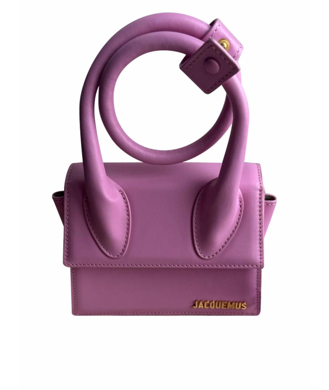 JACQUEMUS Розовая кожаная сумка с короткими ручками, фото 1