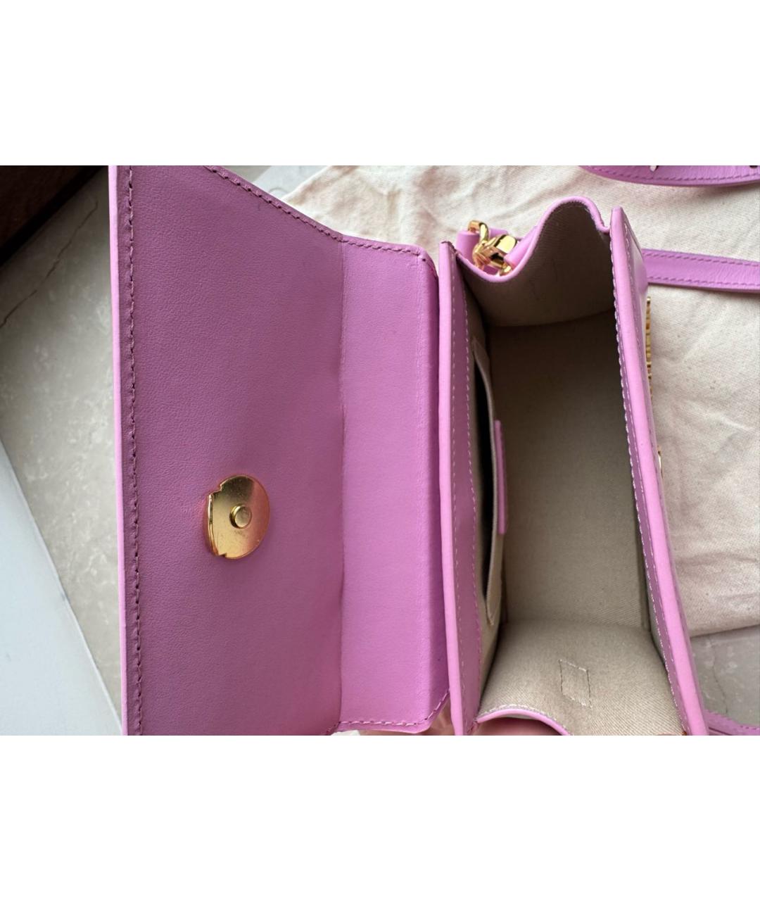 JACQUEMUS Розовая кожаная сумка с короткими ручками, фото 4