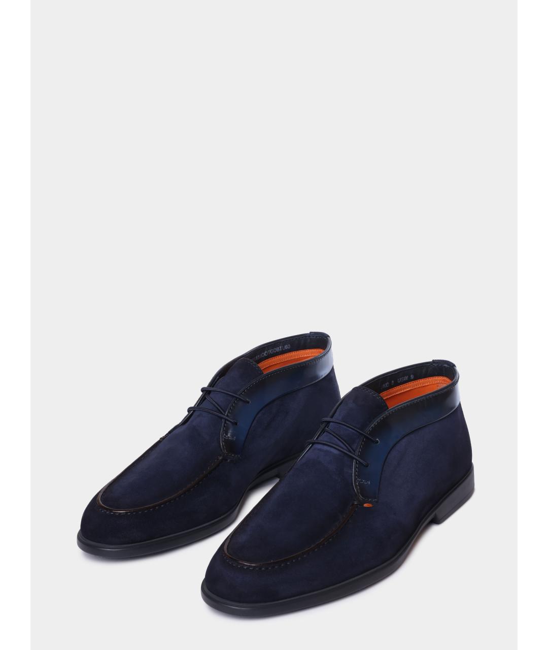 SANTONI Темно-синие замшевые низкие ботинки, фото 2