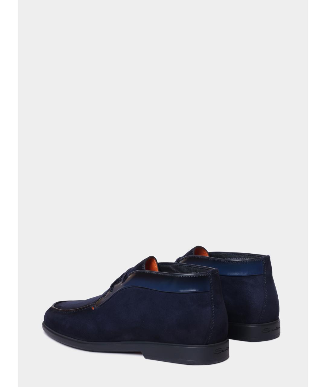 SANTONI Темно-синие замшевые низкие ботинки, фото 6