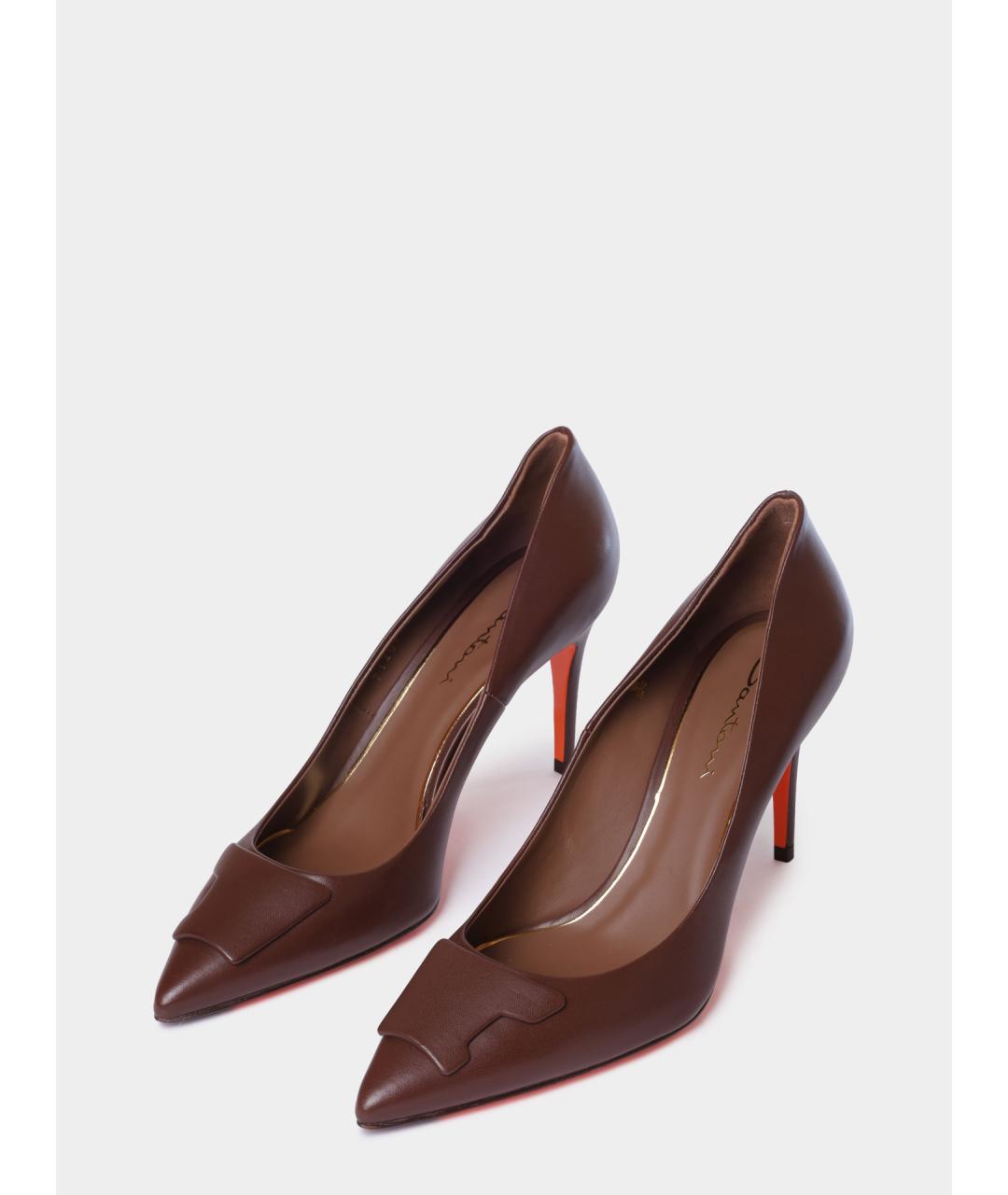 SANTONI Коричневые кожаные туфли, фото 2