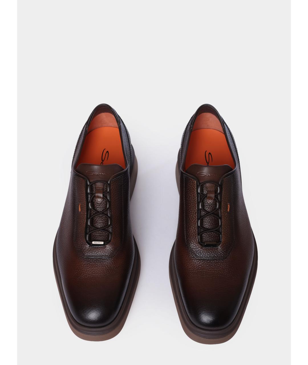 SANTONI Коричневые кожаные туфли, фото 5