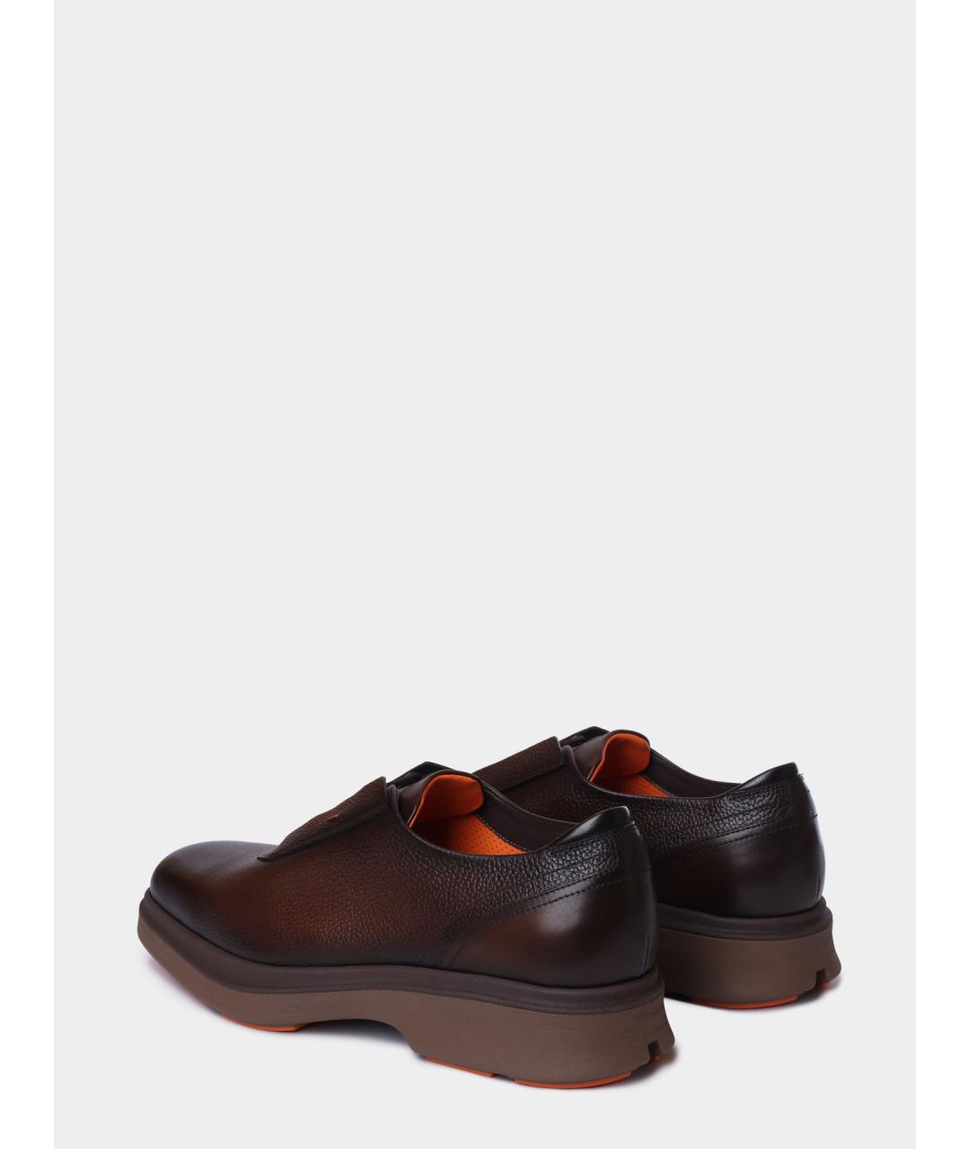 SANTONI Коричневые кожаные туфли, фото 6