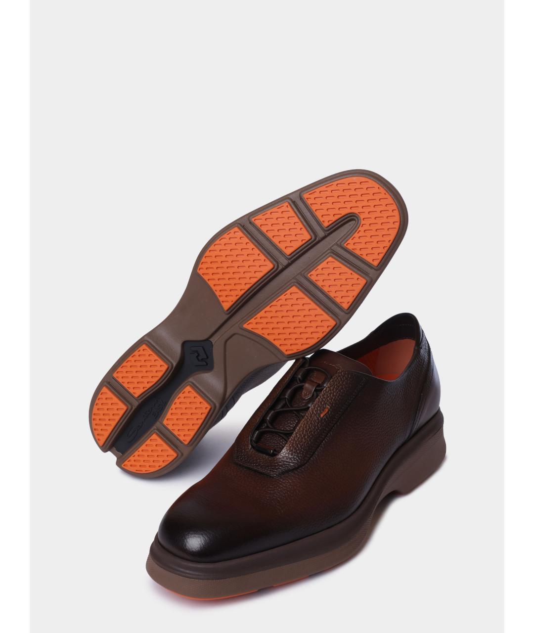 SANTONI Коричневые кожаные туфли, фото 4