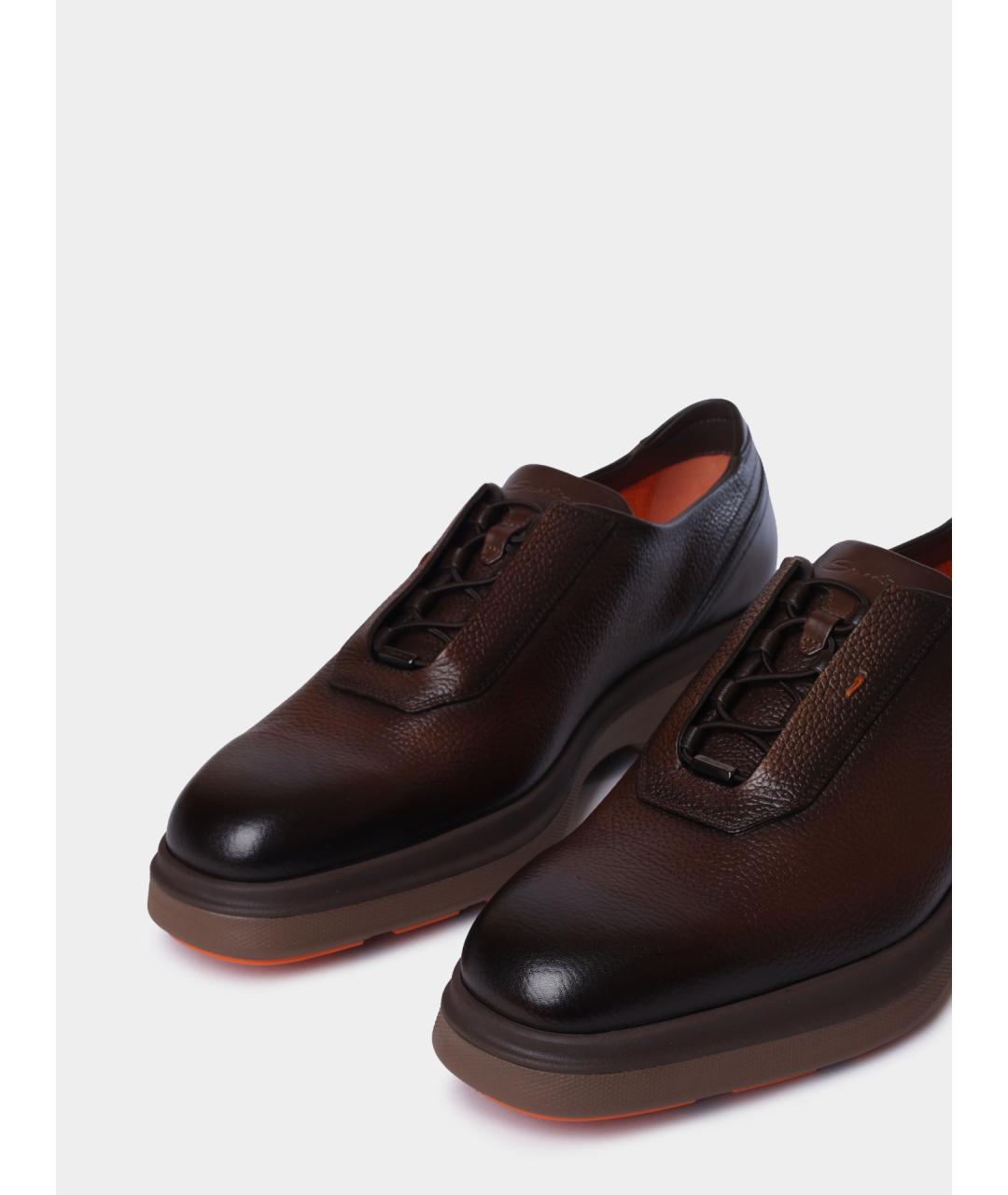 SANTONI Коричневые кожаные туфли, фото 3