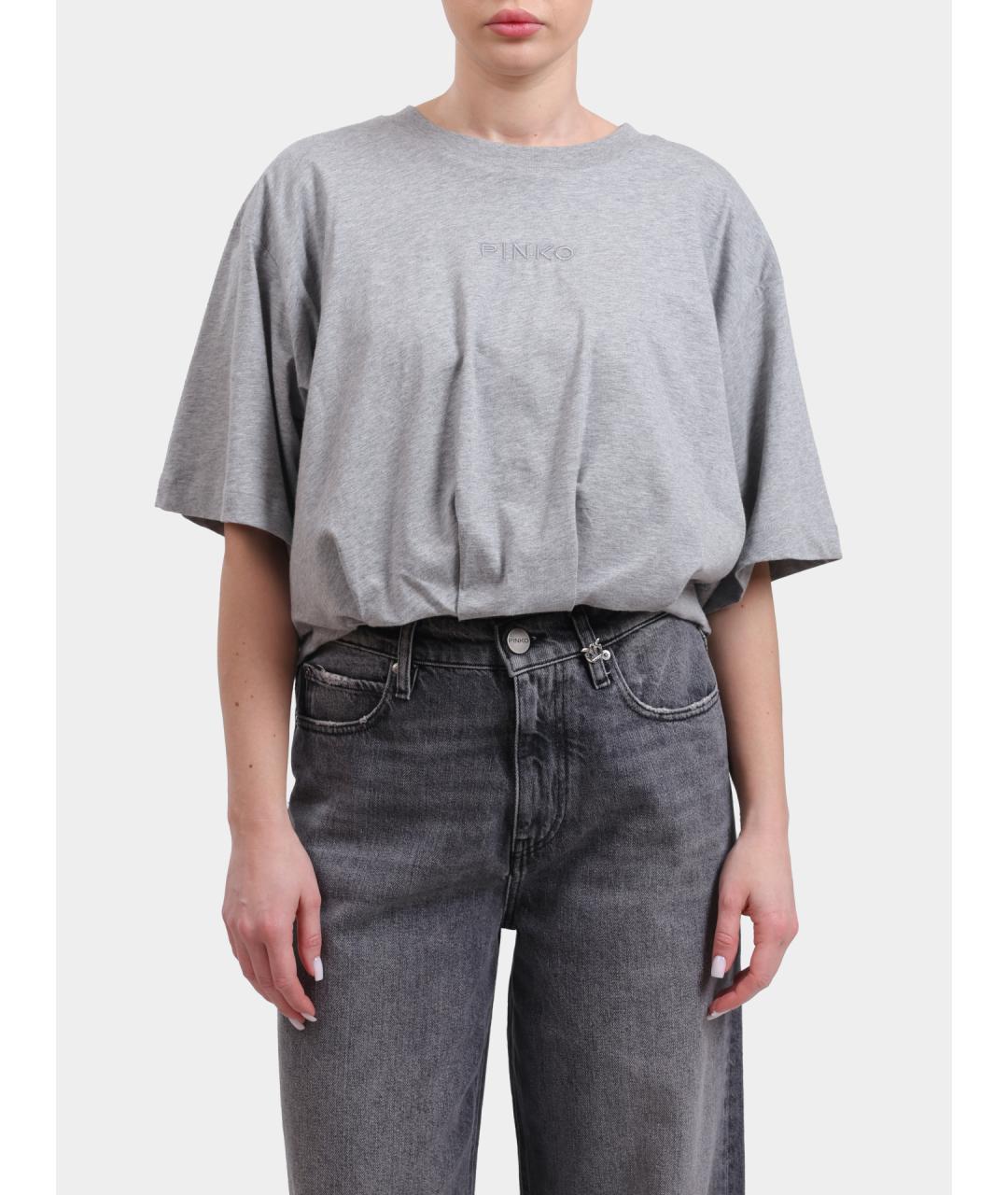 PINKO Серая хлопковая футболка, фото 6