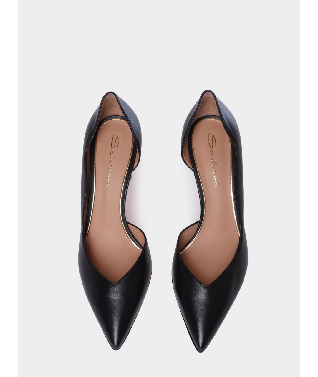 SANTONI Черные кожаные туфли, фото 4