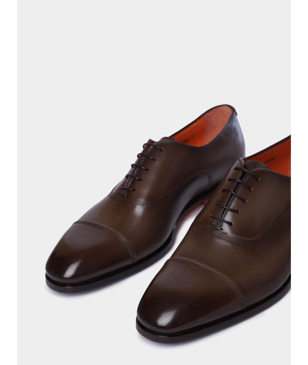 SANTONI Коричневые кожаные туфли, фото 3