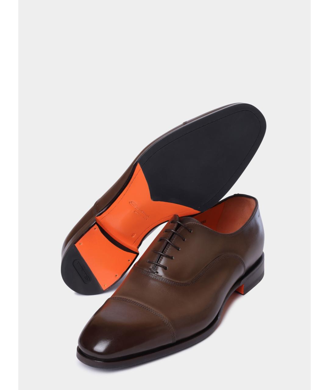 SANTONI Коричневые кожаные туфли, фото 4