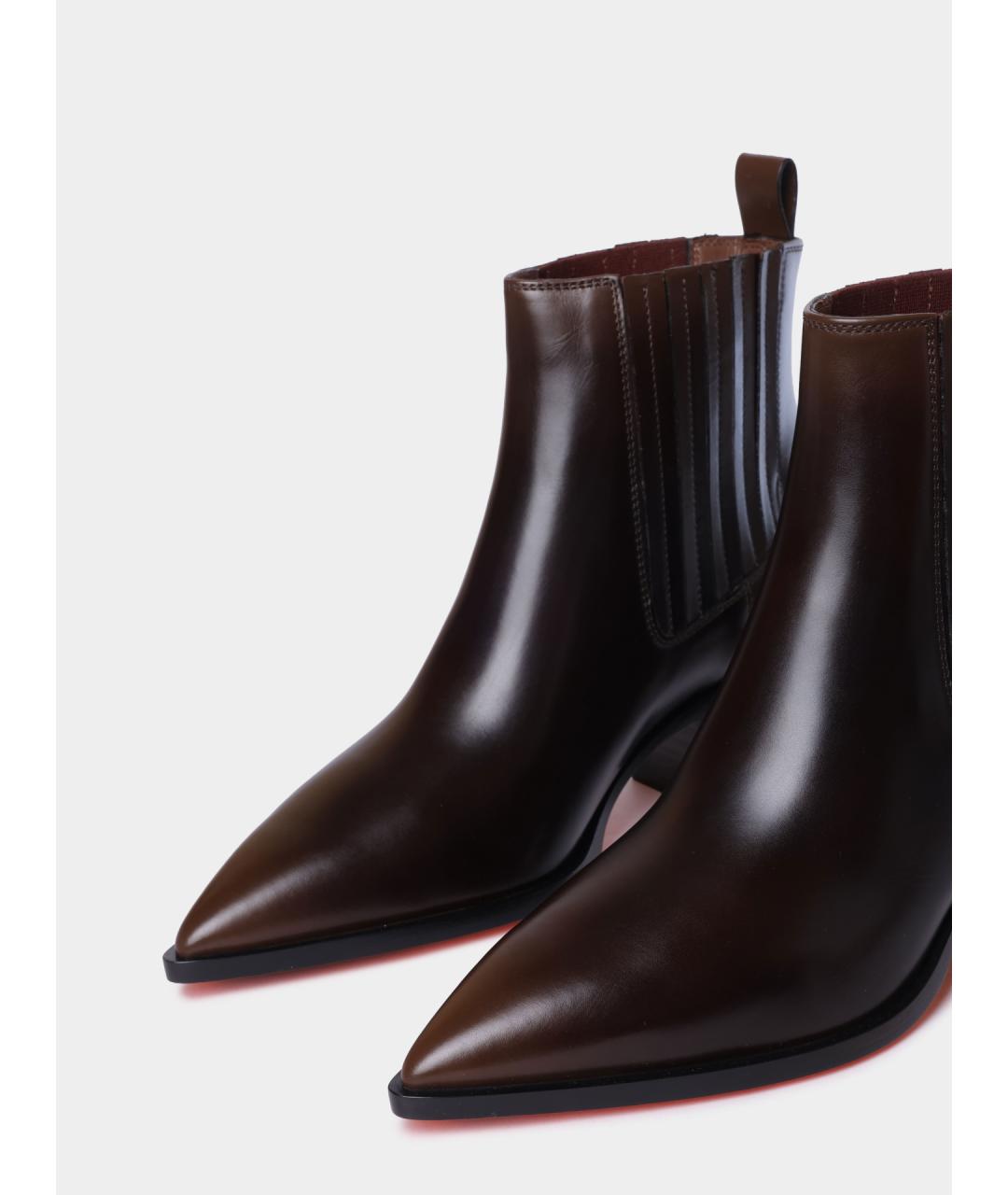 SANTONI Коричневые кожаные ботильоны, фото 3