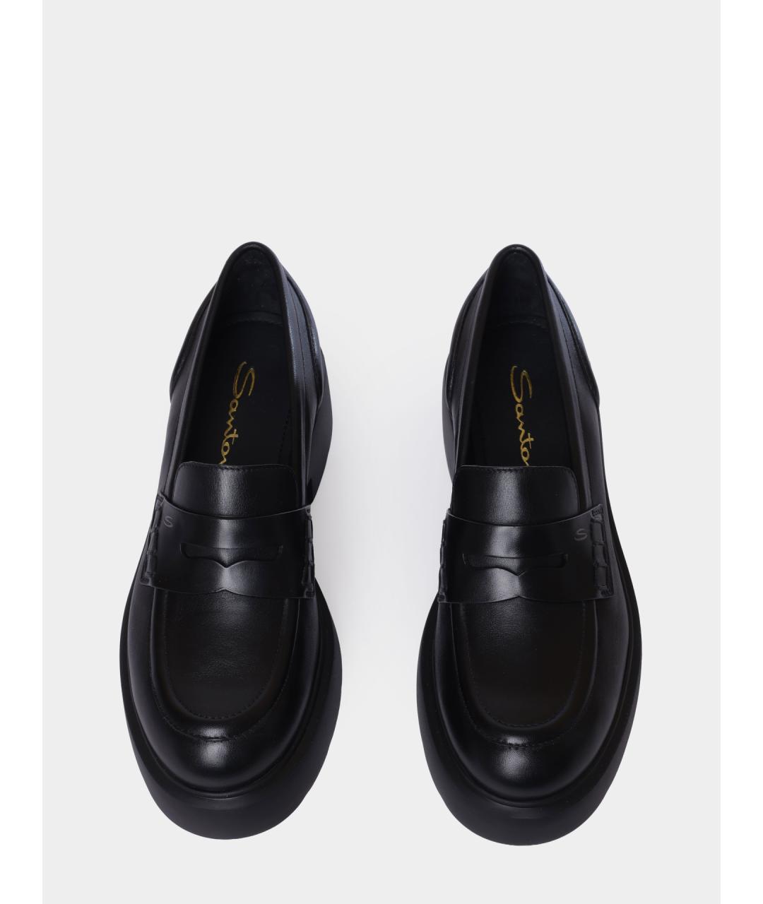 SANTONI Черные кожаные лоферы, фото 5