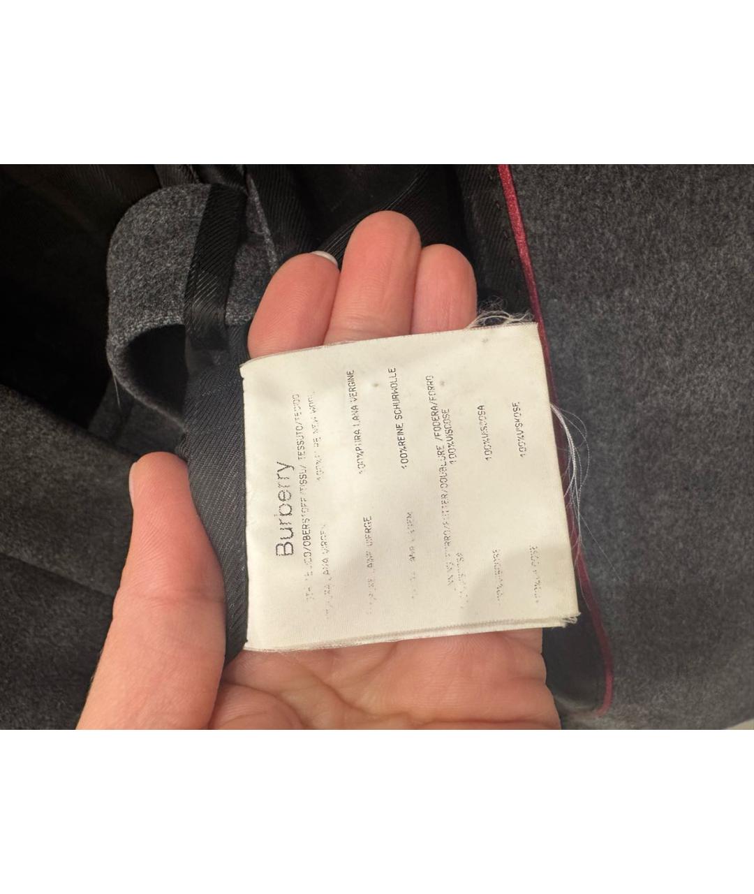 BURBERRY Антрацитовый шерстяной тренч/плащ, фото 6