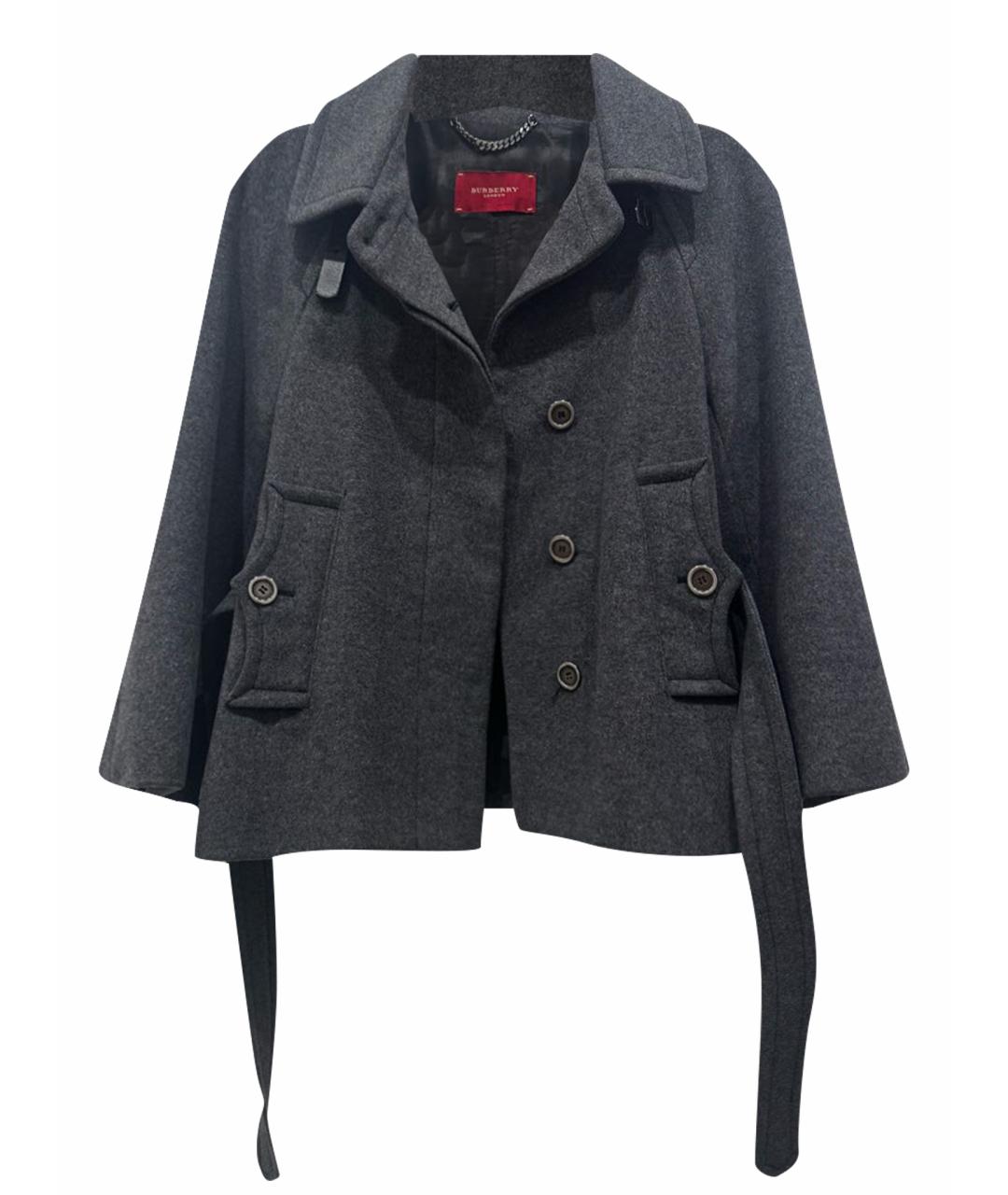 BURBERRY Антрацитовый шерстяной тренч/плащ, фото 1