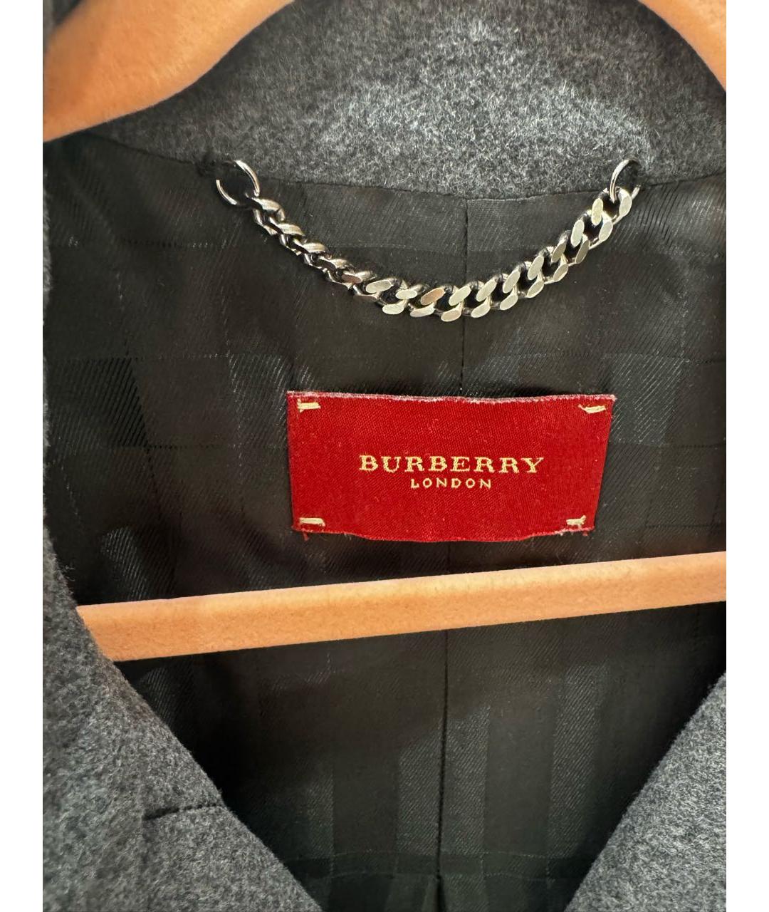 BURBERRY Антрацитовый шерстяной тренч/плащ, фото 3