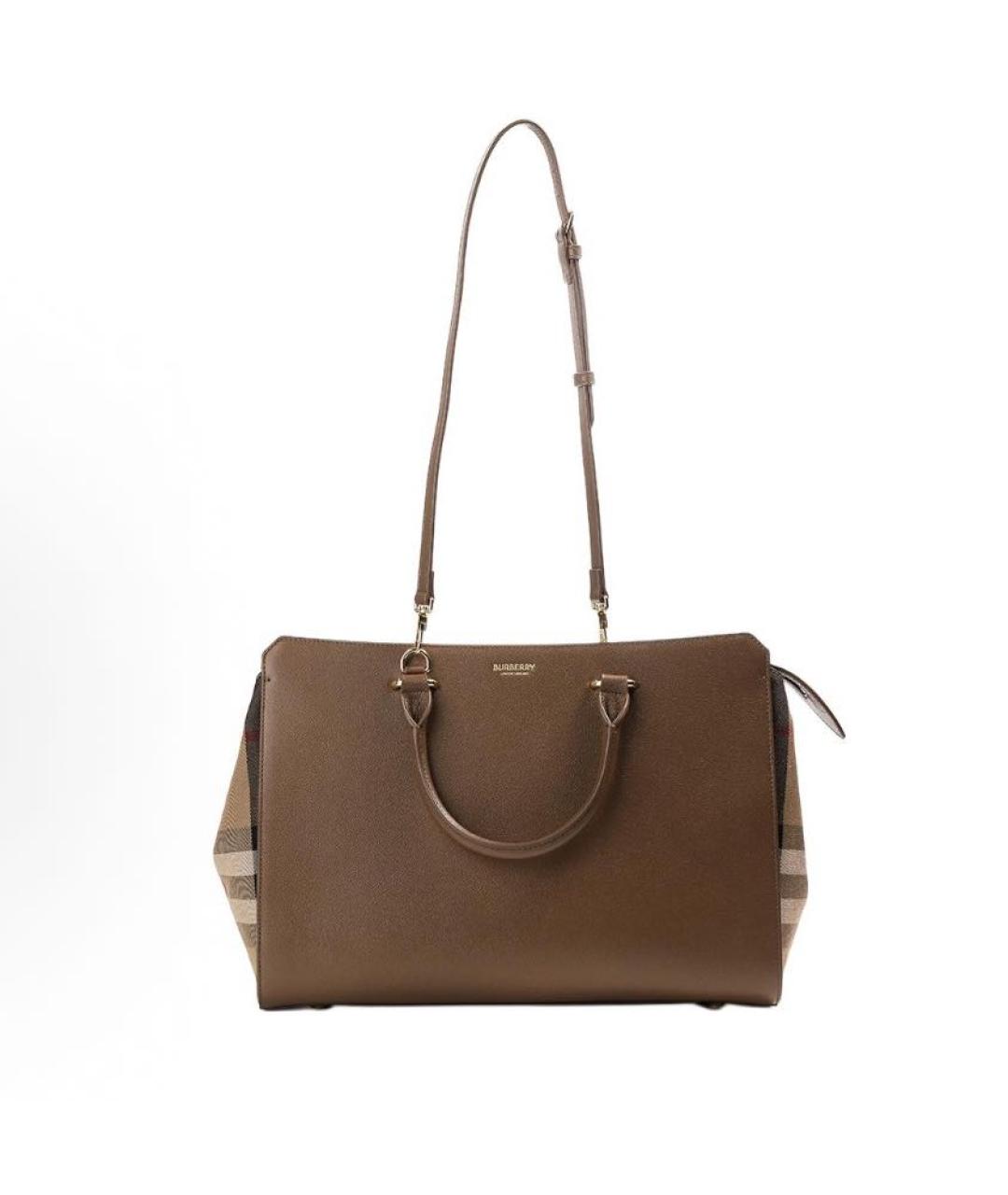 BURBERRY Коричневая кожаная сумка тоут, фото 2